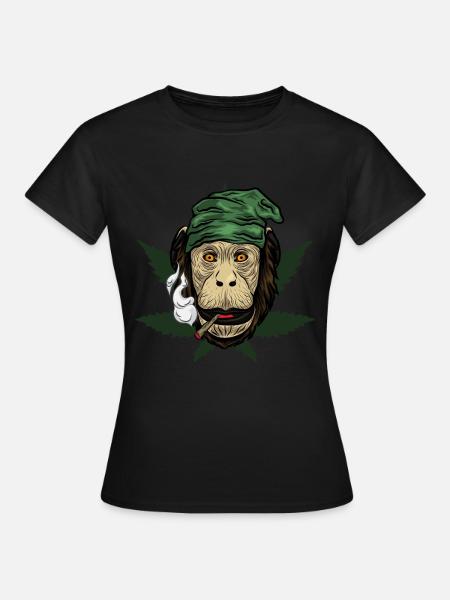 Kiffender Affe Mit Joint - Frauen T-Shirt - Schwarz