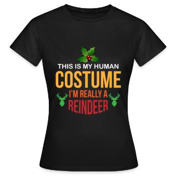 Costume de renne - T-shirt Femme - noir - Devant - AI Model Female 172 dark (172cm)