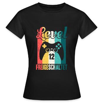 Anniversaire de jeu débloqué de niveau douze - T-shirt Femme - noir - Devant - AI Model Female 172 dark (172cm)