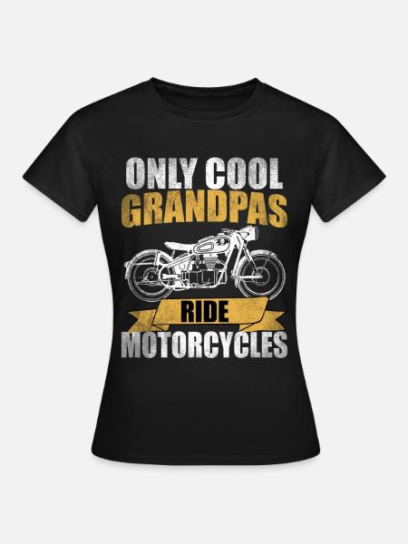 Motocykl dziadek śmieszne mówiąc, pomysł na prezent urodziny - Dame-T-shirt - sort