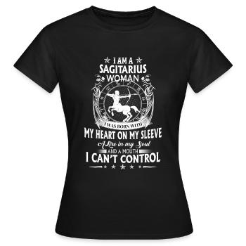 Skytten stjernetegn - stjernetegn sagitarius - Dame-T-shirt - sort - Foran - AI Model Female 172 dark (172cm)