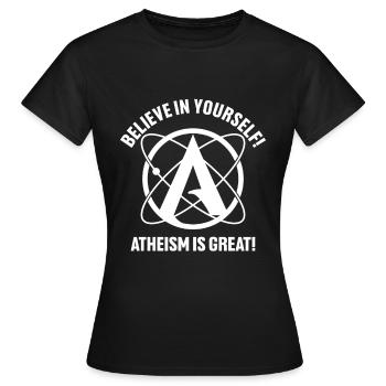 Symbole athée de l’athéisme - T-shirt Femme - noir - Devant - AI Model Female 172 dark (172cm)