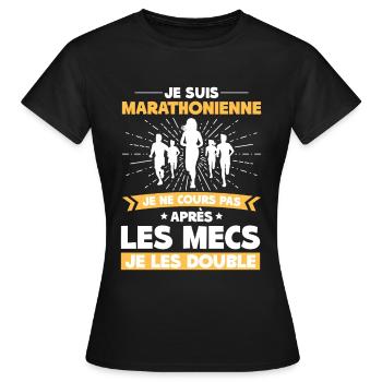 Marathonienne Humour Citation - T-shirt Femme - noir - Devant - AI Model Female 172 dark (172cm)