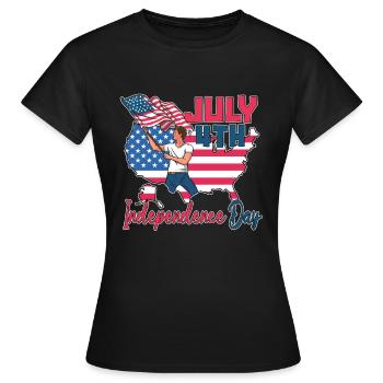 4. Juli Amerikanische Kartenflagge Für Den 4. Juli - Frauen T-Shirt - Schwarz - Vorne - AI Model Female 172 dark (172cm)