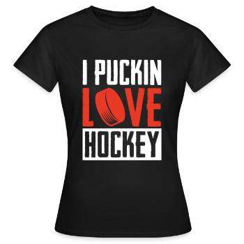 J’aime le hockey pour les joueurs de hockey et les partisans - T-shirt Femme - noir - Devant - AI Model Female 172 dark (172cm)