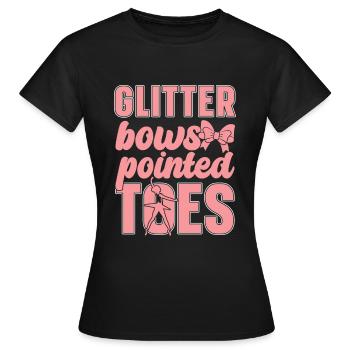 Glänzend Boes Spitz Zehen Ballerina Ballett - Frauen T-Shirt - Schwarz - Vorne - AI Model Female 172 dark (172cm)