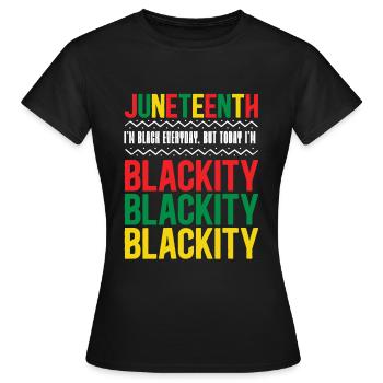 Blackity Black History African American - Women's T-Shirt - black - Front - AI Model Female 172 dark (172cm)
