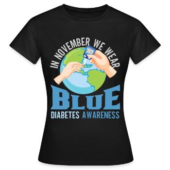 Diabetes Awareness Blue Diabetes Band Diabetes - Women's T-Shirt - black - Front - AI Model Female 172 dark (172cm)