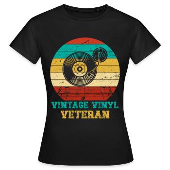 Retro Vinyl Sammlung Schallplatte Plattenspieler - Frauen T-Shirt - Schwarz - Vorne - AI Model Female 172 dark (172cm)