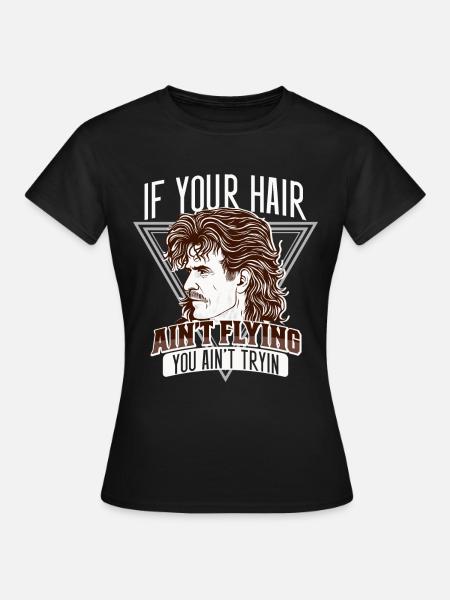 Mullet Frisur Vokuhila Frisur - Frauen T-Shirt - Schwarz