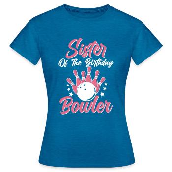Bowling Kegeln Bowler Kegelverein - Frauen T-Shirt - Antikblaues Saphir meliert - Vorne - AI Model Female 172 dark (172cm)