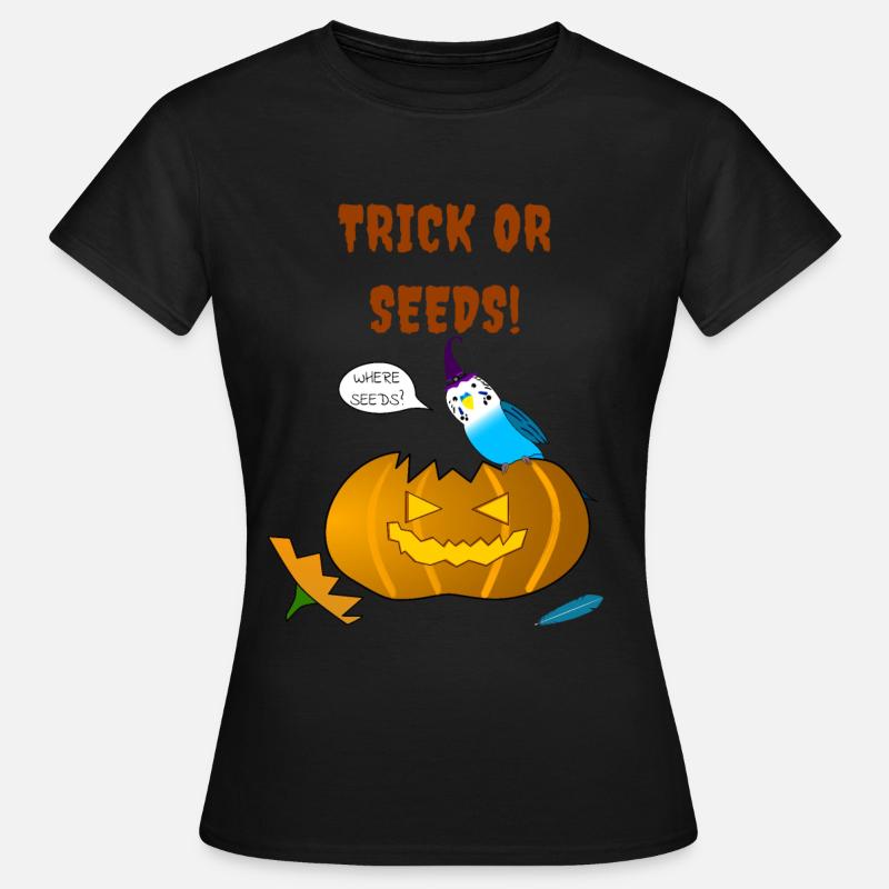 Wellensittich Halloween Trick oder Samen Sittich Vogel - Frauen T-Shirt - Schwarz