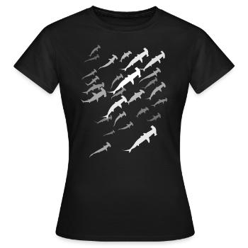 Hammerhaie Schwarm Taucher Design - Frauen T-Shirt - Schwarz - Vorne - AI Model Female 172 dark (172cm)