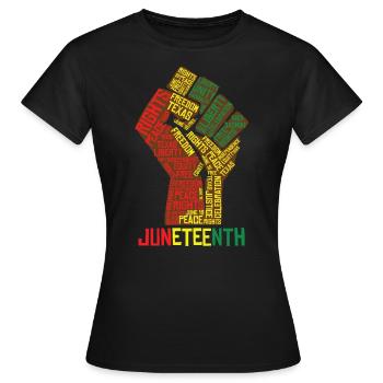 Juneteenth Texas Liberty Peace Celebration - Frauen T-Shirt - Schwarz - Vorne - AI Model Female 172 dark (172cm)