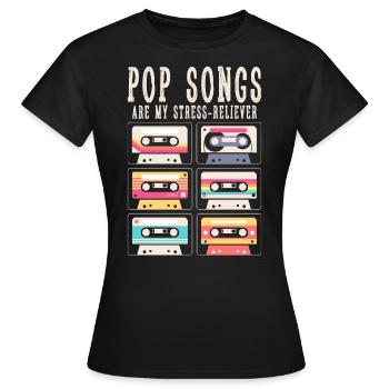 Les chansons pop sont mon soulagement du stress - T-shirt Femme - noir - Devant - AI Model Female 172 dark (172cm)