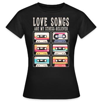 Les chansons d’amour sont mon anti-stress - T-shirt Femme - noir - Devant - AI Model Female 172 dark (172cm)