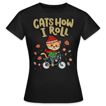 Chats Comment je roule Cyclisme Cyclisme - T-shirt Femme - noir - Devant - AI Model Female 172 dark (172cm)