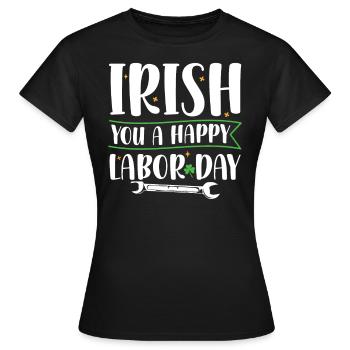Irlandais Vous Joyeux Fête du Travail Trèfle Vert - T-shirt Femme - noir - Devant - AI Model Female 172 dark (172cm)