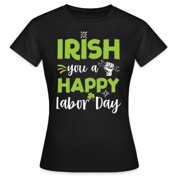 Irlandais Vous Joyeux Fête du Travail Trèfle Vert - T-shirt Femme - noir - Devant - AI Model Female 172 dark (172cm)