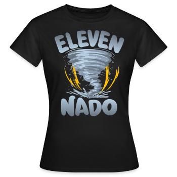 Avertissement Ten-nado 11e anniversaire | Tornade - T-shirt Femme - noir - Devant - AI Model Female 172 dark (172cm)