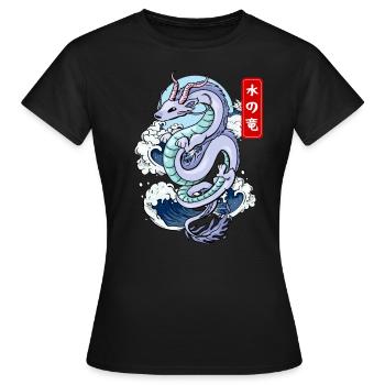 Mythe élémentaire du dragon d’eau japonais - T-shirt Femme - noir - Devant - AI Model Female 172 dark (172cm)