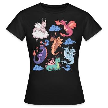 Flug Der Drachen Niedliche Elementare Mythische - Frauen T-Shirt - Schwarz - Vorne - AI Model Female 172 dark (172cm)