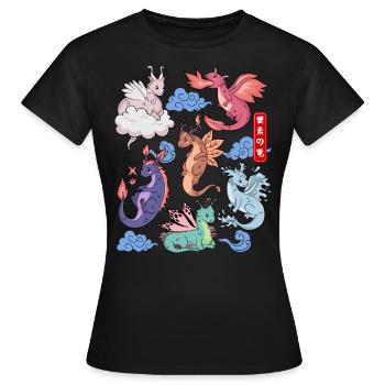 Flug Der Drachen Niedliche Elementare Mythische - Frauen T-Shirt - Schwarz - Vorne - AI Model Female 172 dark (172cm)