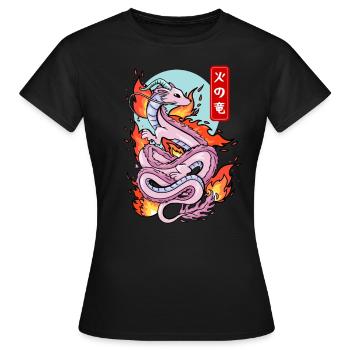 Mythe élémentaire du dragon de feu japonais - T-shirt Femme - noir - Devant - AI Model Female 172 dark (172cm)
