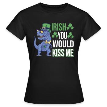 Irlandais, tu m’embrasserais | La Saint-Patty | Irlandais - T-shirt Femme - noir - Devant - AI Model Female 172 dark (172cm)