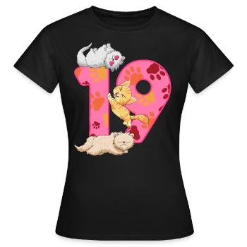 Chaton de 19e anniversaire | Chemise d’anniversaire de chat - T-shirt Femme - noir - Devant - AI Model Female 172 dark (172cm)