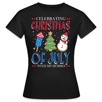 Celebrating Independence Day Christmas in the - Women's T-Shirt - black - Front - AI Model Female 172 dark (172cm)