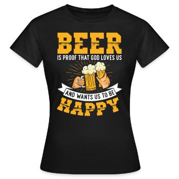 La bière est la preuve que Dieu nous aime | - T-shirt Femme - noir - Devant - AI Model Female 172 dark (172cm)