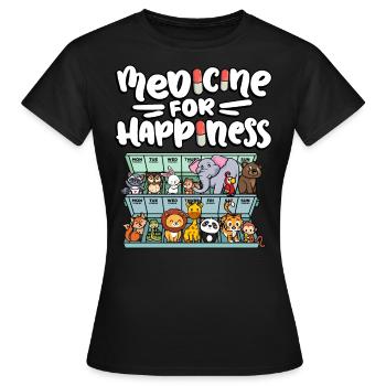 Médecine pour le bonheur Zoo mignon - T-shirt Femme - noir - Devant - AI Model Female 172 dark (172cm)
