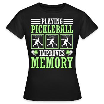 Le jeu de pickleball améliore la mémoire - T-shirt Femme - noir - Devant - AI Model Female 172 dark (172cm)