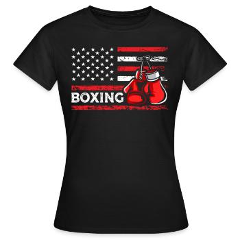 Boxhandschuhe American Combat Sports Flag - Frauen T-Shirt - Schwarz - Vorne - AI Model Female 172 dark (172cm)