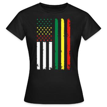 Drapeau de l’indépendance américaine Juneteenth - T-shirt Femme - noir - Devant - AI Model Female 172 dark (172cm)
