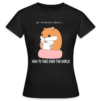 Le hamster conquiert le monde - T-shirt Femme - noir - Devant - AI Model Female 172 dark (172cm)