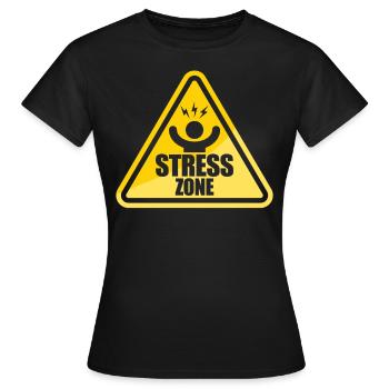 Panneau routier Stress Zone Stress National - T-shirt Femme - noir - Devant - AI Model Female 172 dark (172cm)