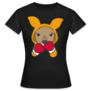 Känguru Boxer Kampfsportler Sparring Sport Boxen - Frauen T-Shirt - Schwarz - Vorne - AI Model Female 172 dark (172cm)