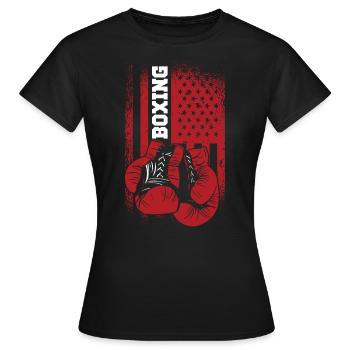 Boxen Sparring Handschuhe American Sports Flagge - Frauen T-Shirt - Schwarz - Vorne - AI Model Female 172 dark (172cm)