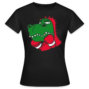 Dinosaurier Boxer Kampfsportler Sparring Sport - Frauen T-Shirt - Schwarz - Vorne - AI Model Female 172 dark (172cm)