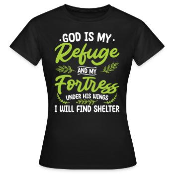 Gott Ist Meine Zuflucht Und Meine Festung - Frauen T-Shirt - Schwarz - Vorne - AI Model Female 172 dark (172cm)