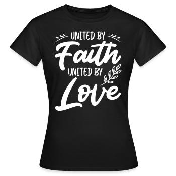 United in faith, united in love - Women's T-Shirt - black - Front - AI Model Female 172 dark (172cm)