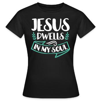 Jésus habite dans mon âme verset biblique Foi - T-shirt Femme - noir - Devant - AI Model Female 172 dark (172cm)