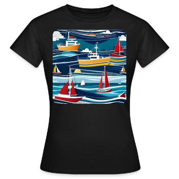 Boote und Schiffe - Frauen T-Shirt - Schwarz - Vorne - AI Model Female 172 dark (172cm)