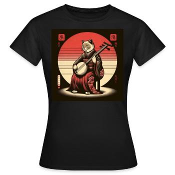 Sunset Musician Papyrus Scroll Japanese - Women's T-Shirt - black - Front - AI Model Female 172 dark (172cm)
