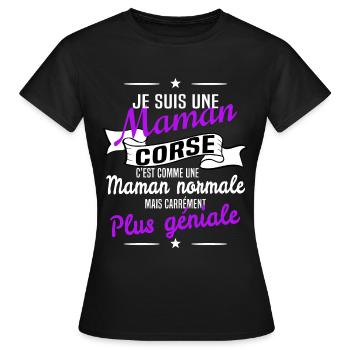 Maman corse - T-shirt Femme - noir - Devant - AI Model Female 172 dark (172cm)