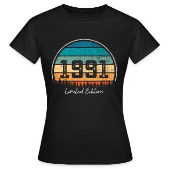 Vintage 1991 Limited Edition Retro Sunset - Women's T-Shirt - black - Front - AI Model Female 172 dark (172cm)