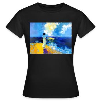 Mom on the beach - Women's T-Shirt - black - Front - AI Model Female 172 dark (172cm)