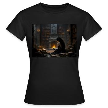 Books Fire Relax No.3 - Women's T-Shirt - black - Front - AI Model Female 172 dark (172cm)